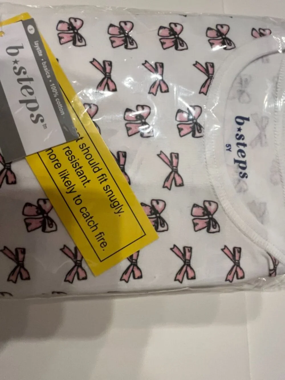 Girls Pajamas Size 5 from B*Steps - White and Pink Bows NEW
